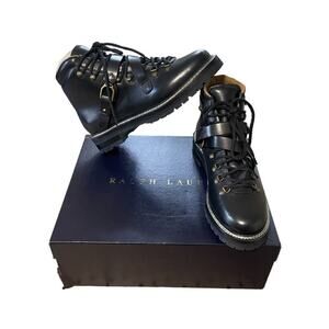 NEW Ralph Lauren Purple Label Boots Womens 10 Black Dimicia Welington Burnished